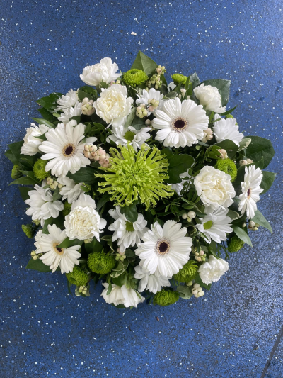 Fantasia White & Green Funeral Posy